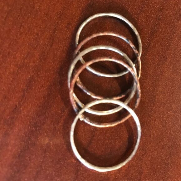 Stacking Sterling & Copper rings (5) NEW, Handmade - Picture 3 of 5